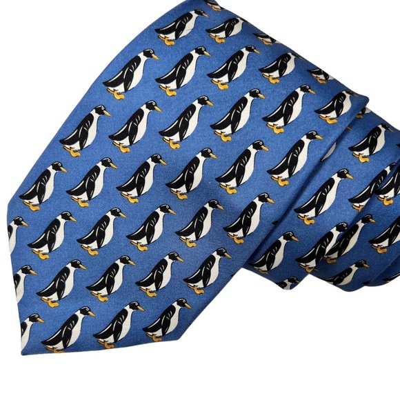 Burberry Other - Burberry's of London Vintage Penguin Neck Tie Blue Silk Made in England